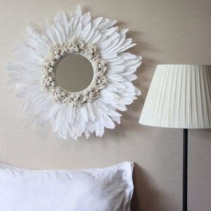 feather round mirror