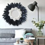 feather round mirror
