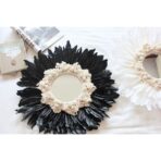 feather round mirror