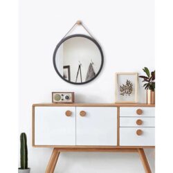 round black barber mirror