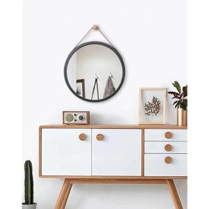 round black barber mirror
