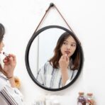 round black barber mirror