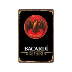 plaque metal vintage bacardi 150 years