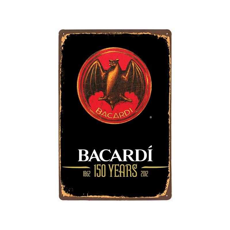plaque metal vintage bacardi 150 years plaque metal vintage bacardi 150 years