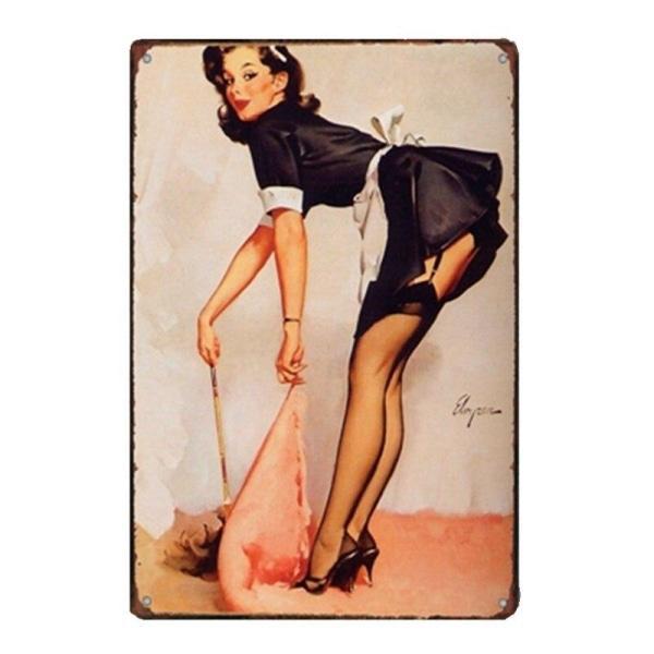 vintage pin up enamel plate vintage pin up enamel plate
