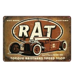 vintage metal plate rat hot rod