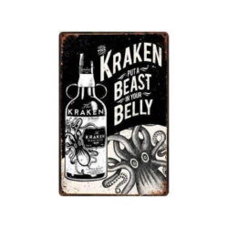 vintage kraken metal plate