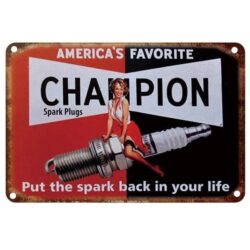 vintage champion metal plate