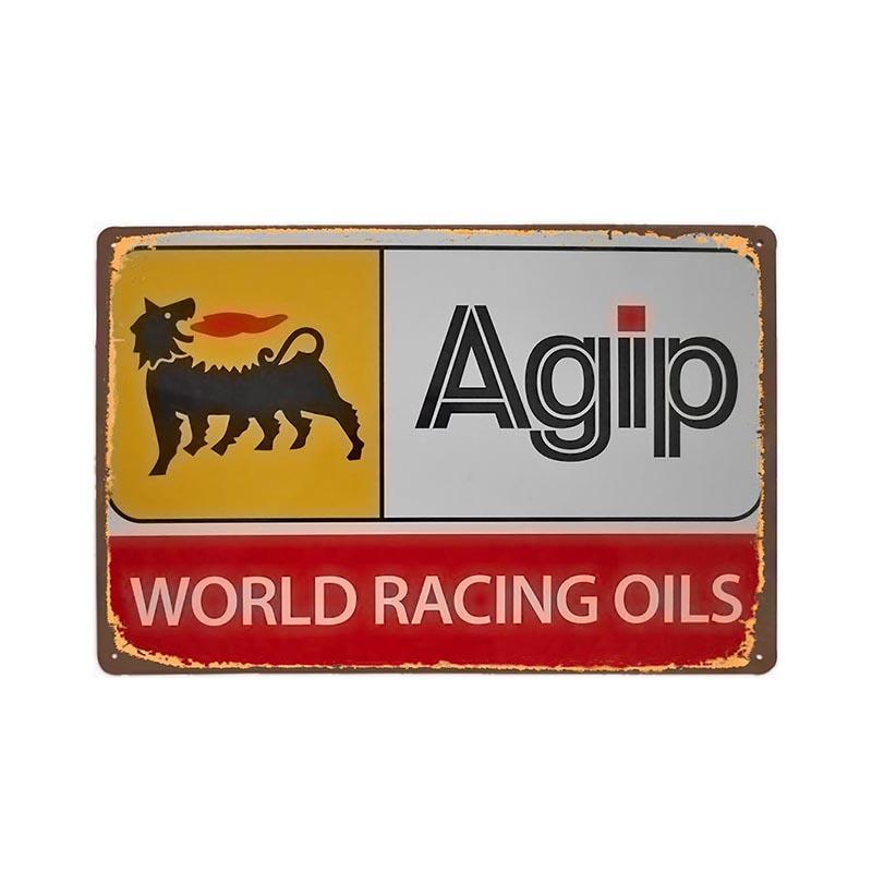vintage metal plate agip world racing oil vintage metal plate agip world racing oil