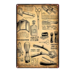 vintage barber metal plate