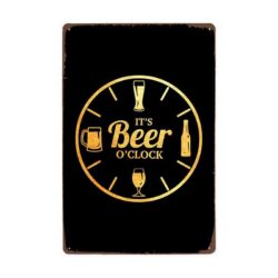 vintage metal plate beer o clock