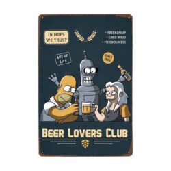 metal plate vintage beer homer bender bean