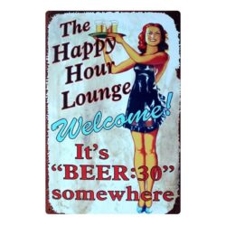vintage beer pin up metal plate