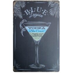 vintage blue lagoon metal plate