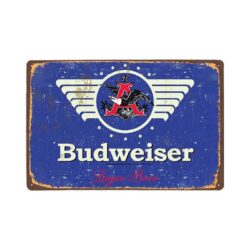vintage budweiser blue metal plate