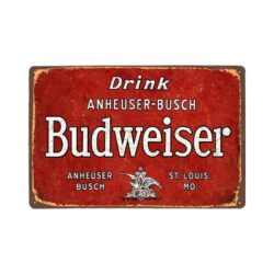 vintage budweiser drink metal plate