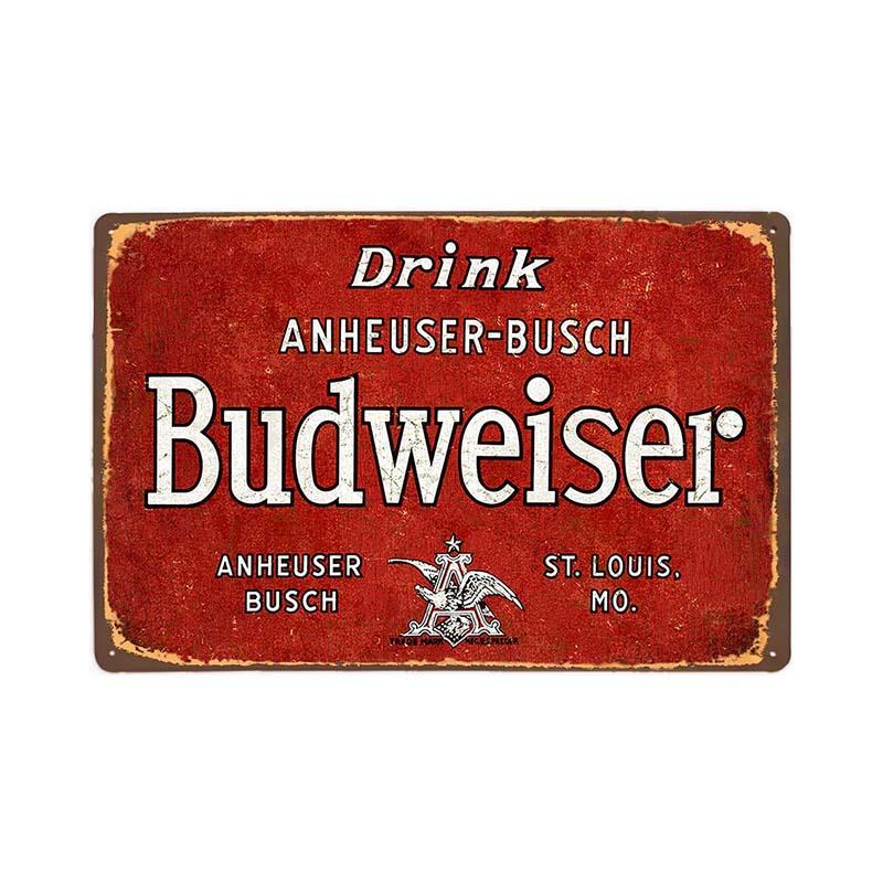 vintage budweiser drink metal plate vintage budweiser drink metal plate