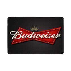 vintage budweiser red black metal plate