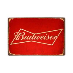 vintage budweiser red metal plate