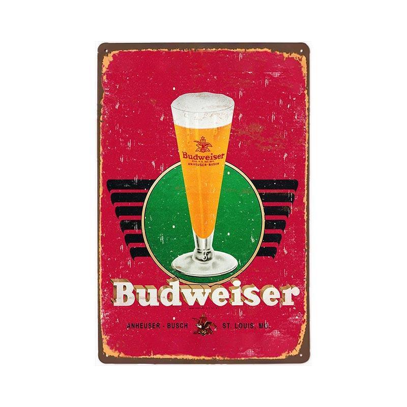 metal plate vintage budweiser glass metal plate vintage budweiser glass