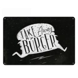 vintage burger to go metal plate