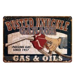 vintage metal plaque busted knuckle garage