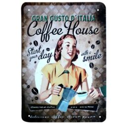 vintage coffee metal plate