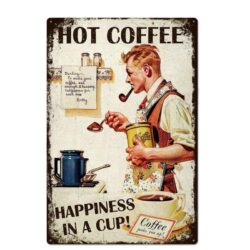 vintage metal plate coffee hot