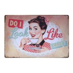 vintage metal plate cafe lady