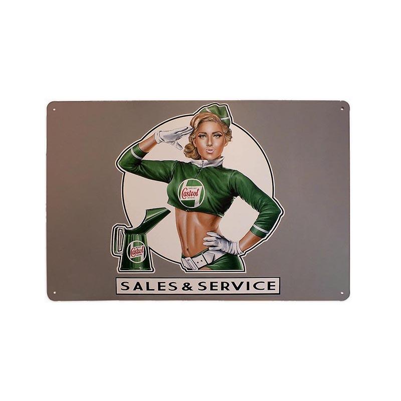 vintage castrol pin up metal plate vintage castrol pin up metal plate