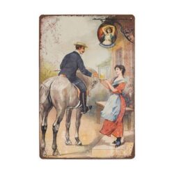vintage metal plate cavalier beer