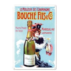 vintage metal plate champagne bouche fils