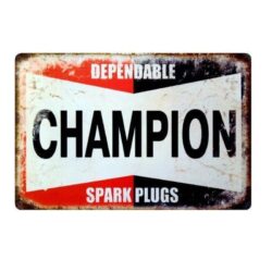vintage metal plate champion dependable spark plugs 1