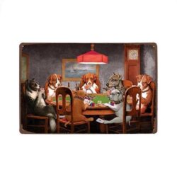 metal plate vintage dogs poker