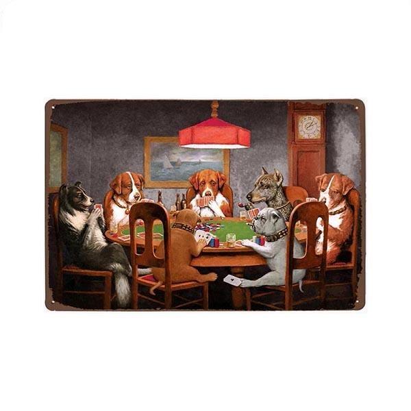 metal plate vintage dogs poker metal plate vintage dogs poker