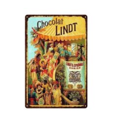 vintage chocolate lindt metal plate