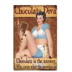 vintage chocolate diva metal plate