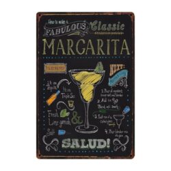 vintage classic margarita metal plate