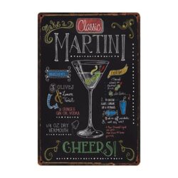 vintage classic martini metal plate