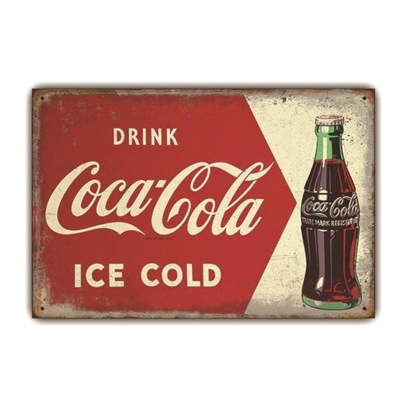metal plate vintage coca cola bottle