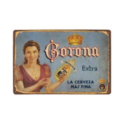 vintage corona extra pin up metal plate