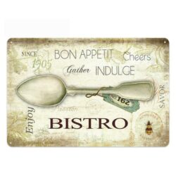 vintage metal plate cutlery bistro