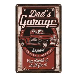 vintage dads garage metal plate