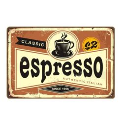 vintage espresso metal plate