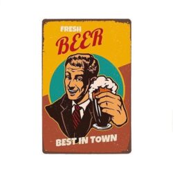 vintage fresh beer metal plate
