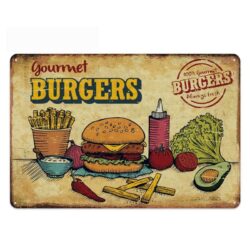 metal plate vintage gourmet burgers