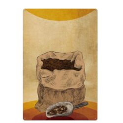 vintage metal plate coffee beans
