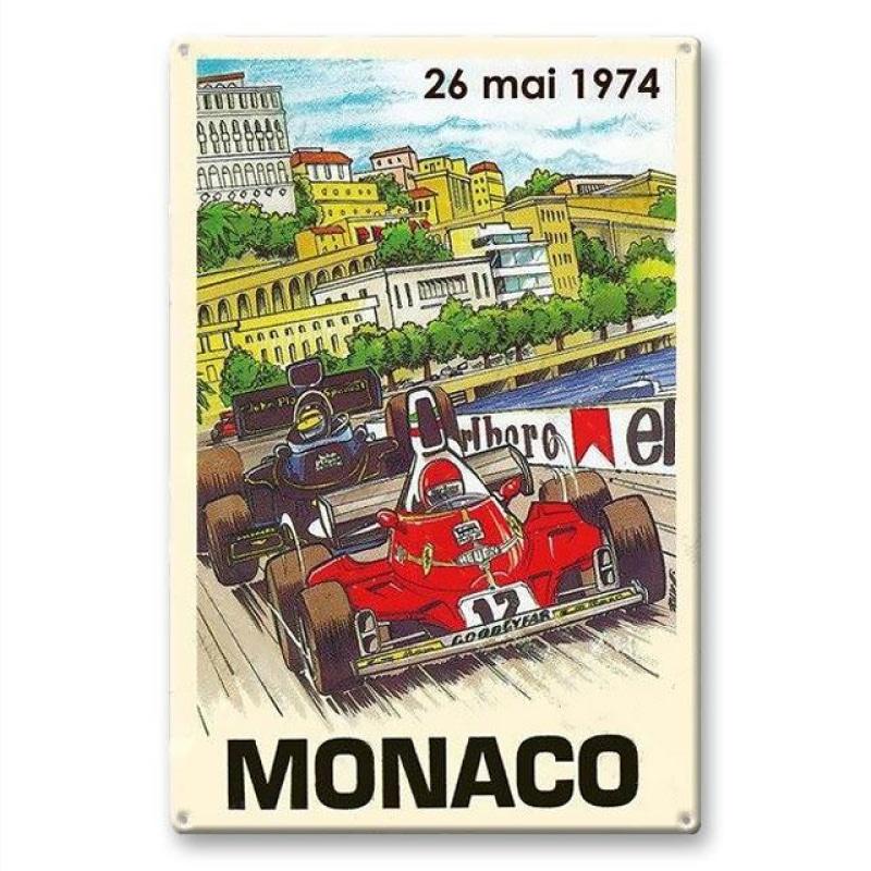 vintage metal plate grand prix monaco 1974 vintage metal plate grand prix monaco 1974