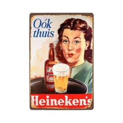 metal plate vintage heineken woman