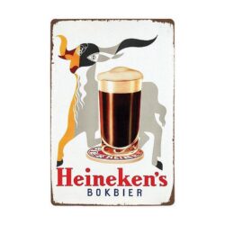 metal plate vintage heineken glass
